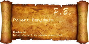 Ponert Benjámin névjegykártya